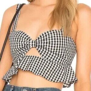 Tularosa Revolve Sydney Black & White Gingham Cropped Cutout Bra Top Medium M
